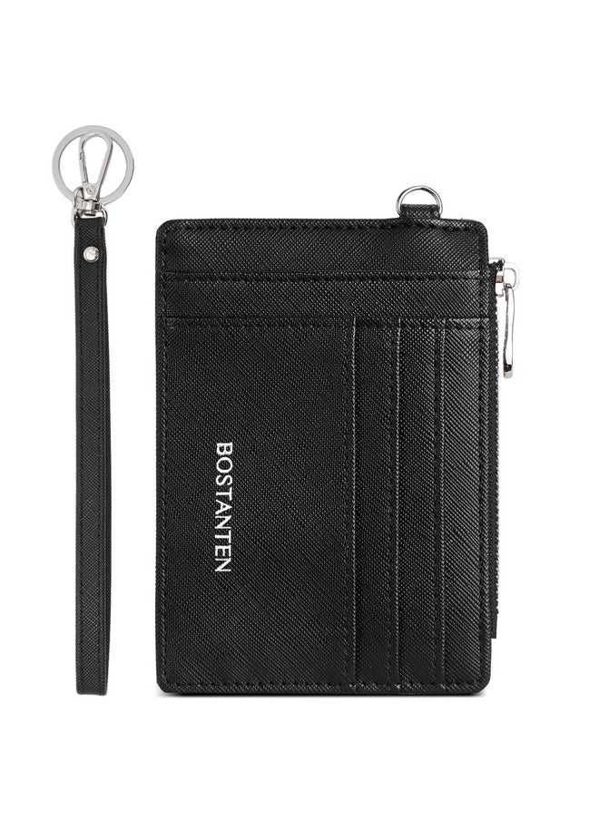 Bostanten BOSTANTEN Small Wallet For Women RFID Leather Credit Card Holder Slim Wristlet Keychain Wallet With Zipper Pocket  - Image 1