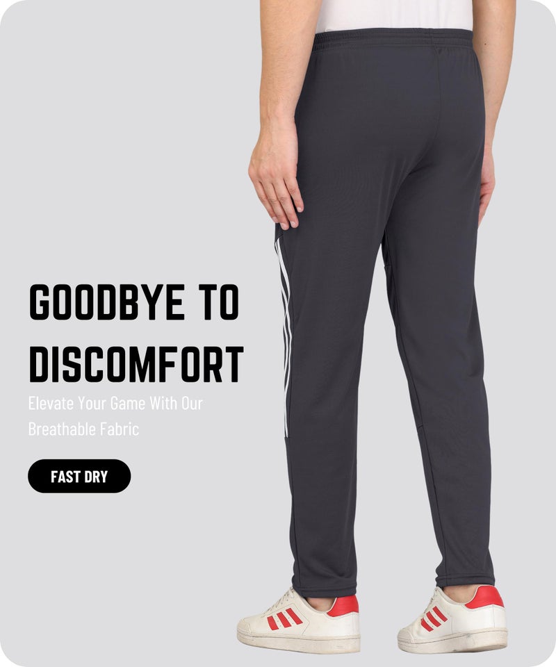 SWADESI STUFF Athletic Track Pants for Men with Zipper Pockets | Stylish Regular Fit Stretchable Joggers (in, Alpha, M, Regular, Grey) - Image 4