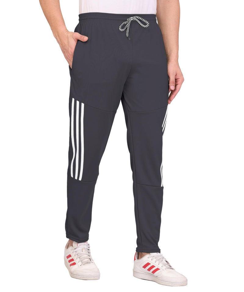 SWADESI STUFF Athletic Track Pants for Men with Zipper Pockets | Stylish Regular Fit Stretchable Joggers (in, Alpha, M, Regular, Grey) - Image 1