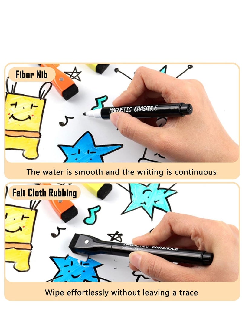 SYOSI Magnetic Whiteboard Marker with Erasers 12Colors Magnetic Dry Erase Markers Low Odor White Board Markers Fine Tip Pens for Kids Teacher Back to School Work on Classroom Office Calender - Image 5