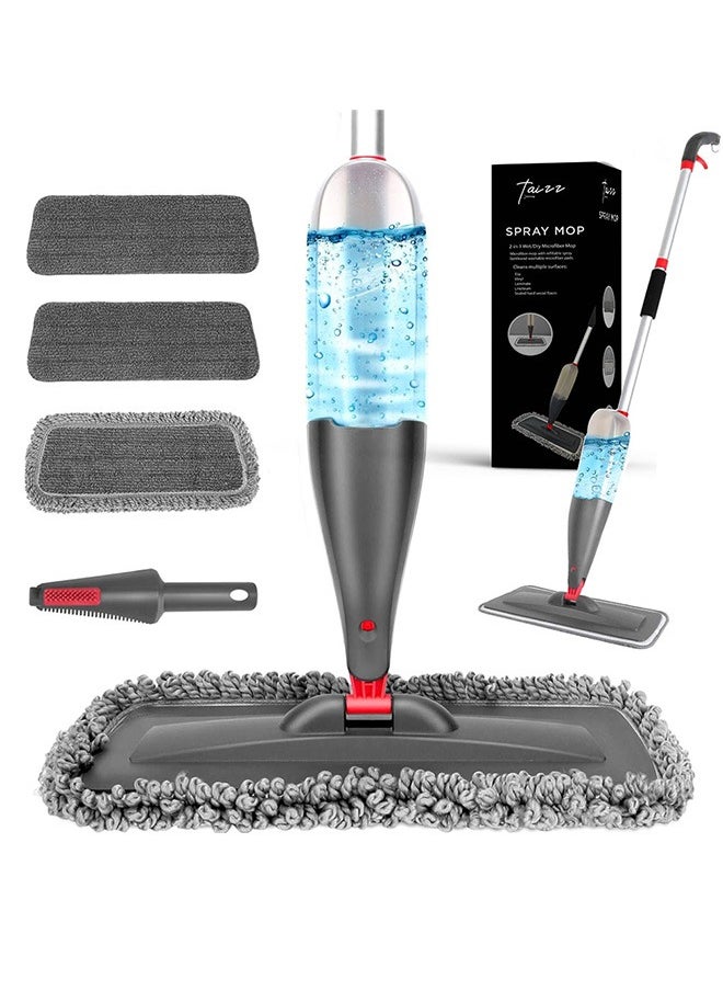Taizz Ventures Spray Mop for Floor Cleaning with 3 Washable Pads, Wet and Dry Microfiber Mop with 800ML Refillable Bottle for Kitchen, Hardwood Floors, Laminate, Tile - Grey  - Image 1