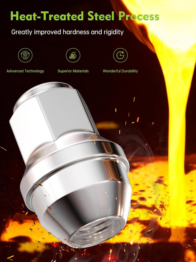 AUTOPTIM M14x1.5 Lug Nuts - Replacement for 2015-2024 Ford F150, Expedition, 2015-2020 Lincoln Navigator - 24PCS OEM Factory Chrome 21mm Hex - Image 4