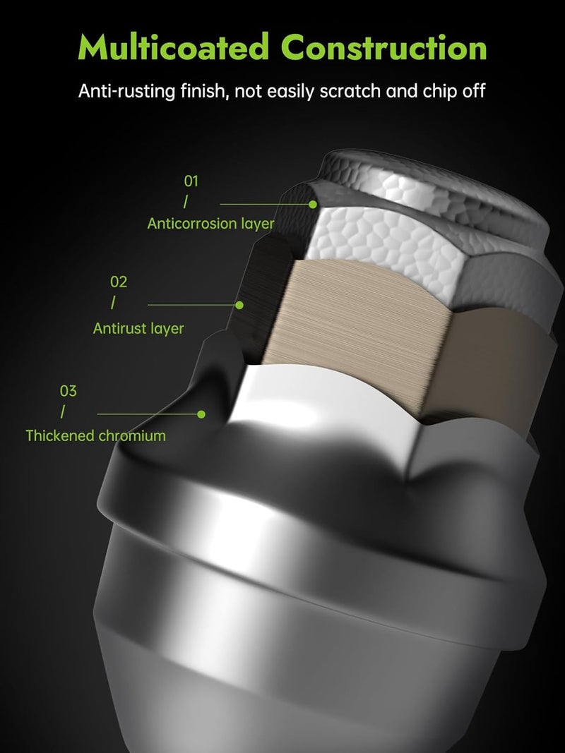 AUTOPTIM M14x1.5 Lug Nuts - Replacement for 2015-2024 Ford F150, Expedition, 2015-2020 Lincoln Navigator - 24PCS OEM Factory Chrome 21mm Hex - Image 5