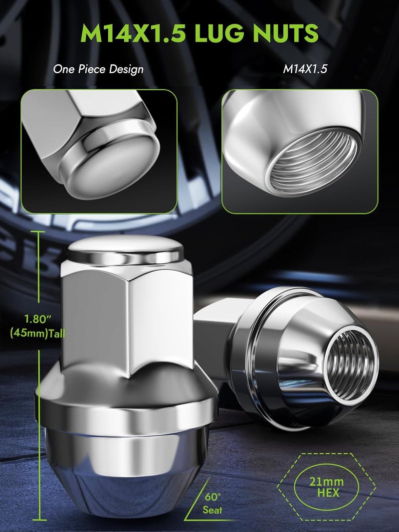 AUTOPTIM M14x1.5 Lug Nuts - Replacement for 2015-2024 Ford F150, Expedition, 2015-2020 Lincoln Navigator - 24PCS OEM Factory Chrome 21mm Hex - Image 2