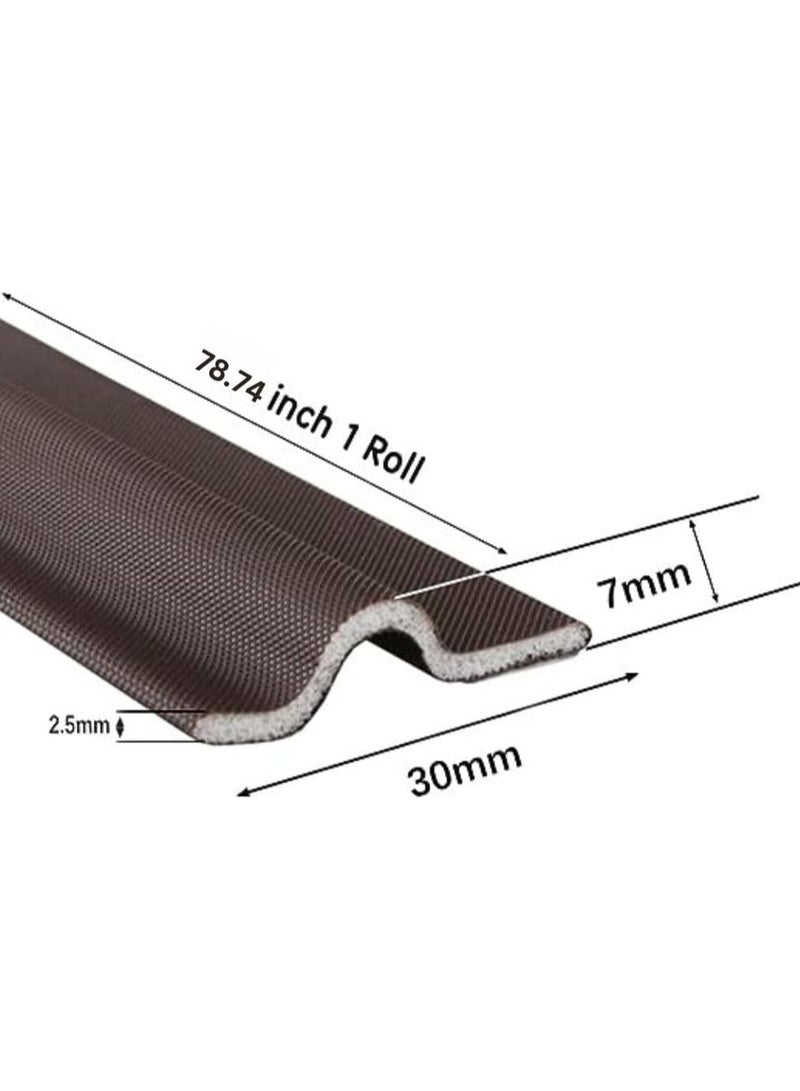 مزاجك شريط عازل للطقس مقاس 78.74 بوصة، شريط عازل ذاتي اللصق للنافذة، سدادة رغوية لفجوة النافذة، شريط عازل للصوت للشتاء للنوافذ والأبواب (بني) - Image 3