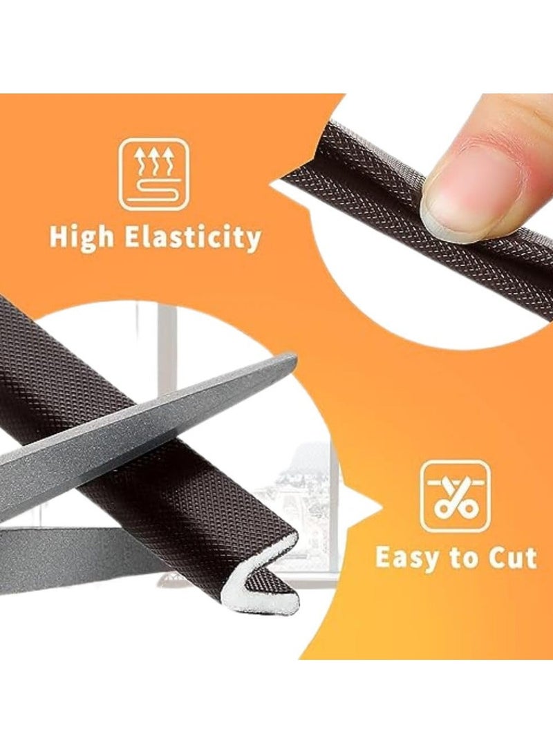 مزاجك شريط عازل للطقس مقاس 78.74 بوصة، شريط عازل ذاتي اللصق للنافذة، سدادة رغوية لفجوة النافذة، شريط عازل للصوت للشتاء للنوافذ والأبواب (بني) - Image 5