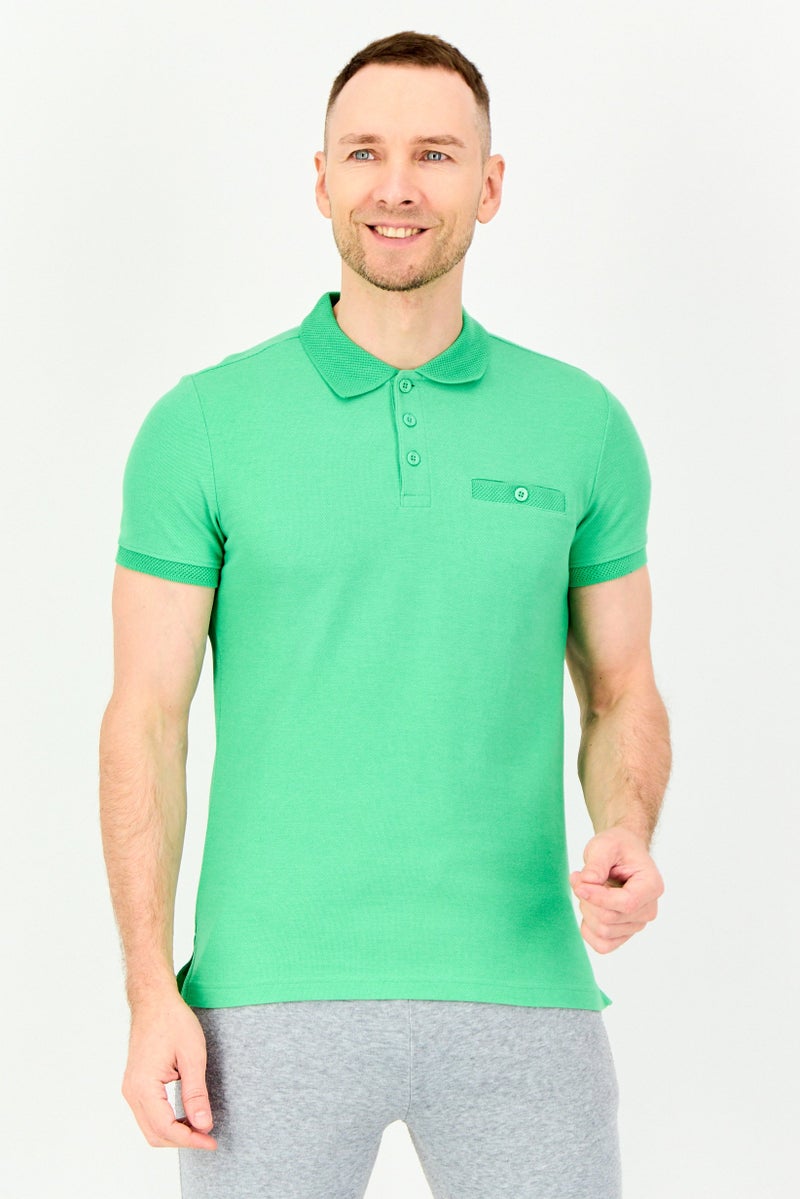 PUMA Men Sportswear Fit Short Sleeve Outdoor Polo Shirt, Green - Image 1