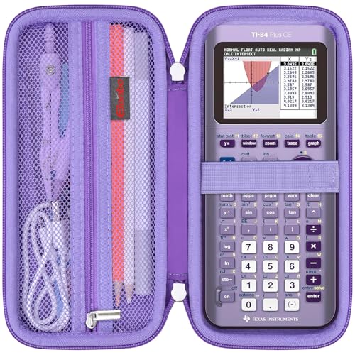 Elonbo Carrying Case for Texas Instruments TI-84 Evo Graphing Calculator, TI-84 Plus CE Evo Graphing Calculator Storage Protective Holder, Extra Mesh Pocket Fits Cable Charger, Purple - Image 1
