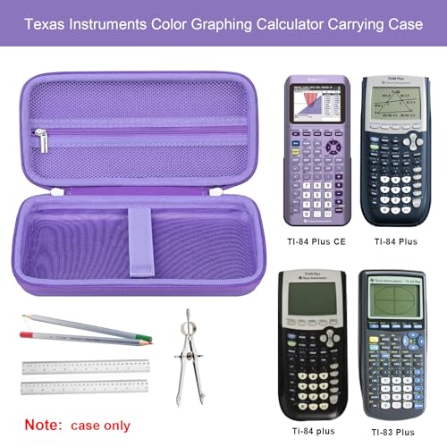 Elonbo Carrying Case for Texas Instruments TI-84 Evo Graphing Calculator, TI-84 Plus CE Evo Graphing Calculator Storage Protective Holder, Extra Mesh Pocket Fits Cable Charger, Purple - Image 2