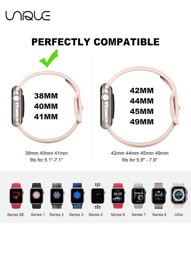 يونيك 6 عبوات من الأحزمة الرياضية المتوافقة مع أحزمة Apple Watch 10 - 38 مم 40 مم 41 مم 42 مم أحزمة ساعة للنساء والرجال - أحزمة ساعات بديلة لحزام سيليكون ناعم ل iWatch Ultra Series 9 8 7 6 5 4 3 2 1 SE (38/40/41/42 مم) - Image 2