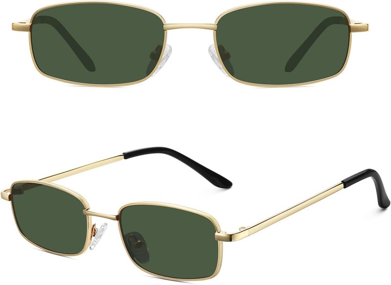 Fozono Rectangle Sunglasses for Women 90s Retro Small Narrow Square Frame UV400 Protection - Image 2