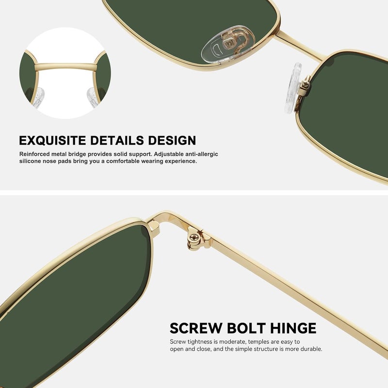 Fozono Rectangle Sunglasses for Women 90s Retro Small Narrow Square Frame UV400 Protection - Image 4