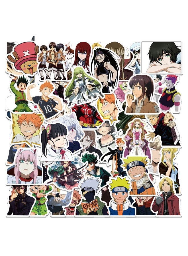 إسكدنيا 50 قطعة ملصقات أنيمي ، تتضمن مجموعة متنوعة من الرسوم المتحركة الشهيرة ، ملصقات مقاومة للماء لأجهزة الكمبيوتر المحمول ، لوح التزلج ، زجاجات المياه ، الكمبيوتر ، الهاتف ، الجيتار ، ملصقات للأطفال والمرا - Image 1