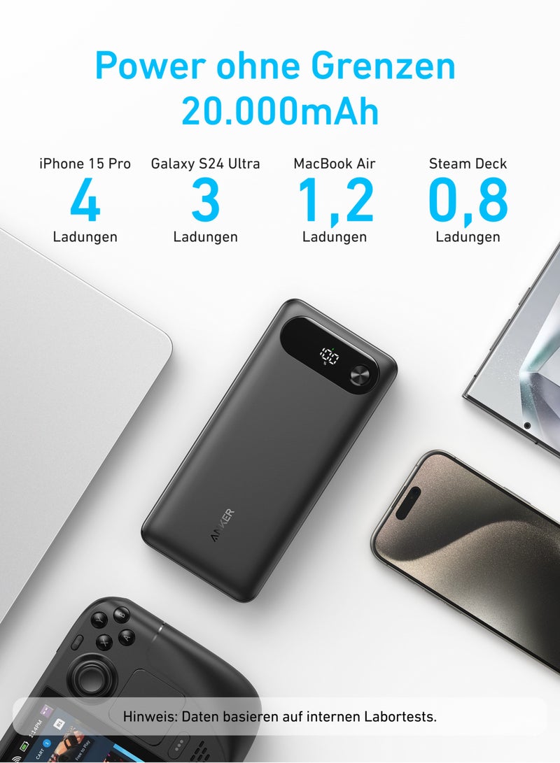Anker Power Bank, 87W Total Output, 65W tow-way Power with Built-in USB-C Cable & 1 USB-C and 1 USB-A - Image 4