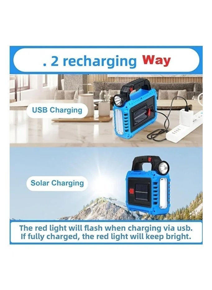 hurry bolt SOLAR MULTIFUNCTIONAL PORTABLE LIGHT Solar Camping Torch Rechargeable USB Rechargeable Power Strip LED Flashlight for Hurricane Emergency Supplies Waterproof Device Charging - Image 3