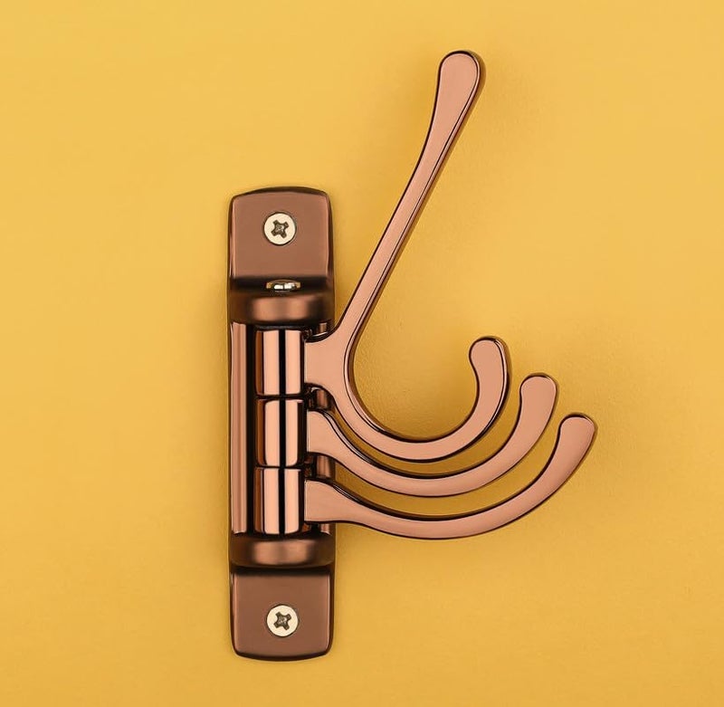 iSTAR Metal Flexible 4 Pin Hooks Bathroom Cloth Hanger Wall Hook Door Robe Hooks for Hanging Keys, Clothes, Towel (Rose Gold) Pack of 1 - Image 2