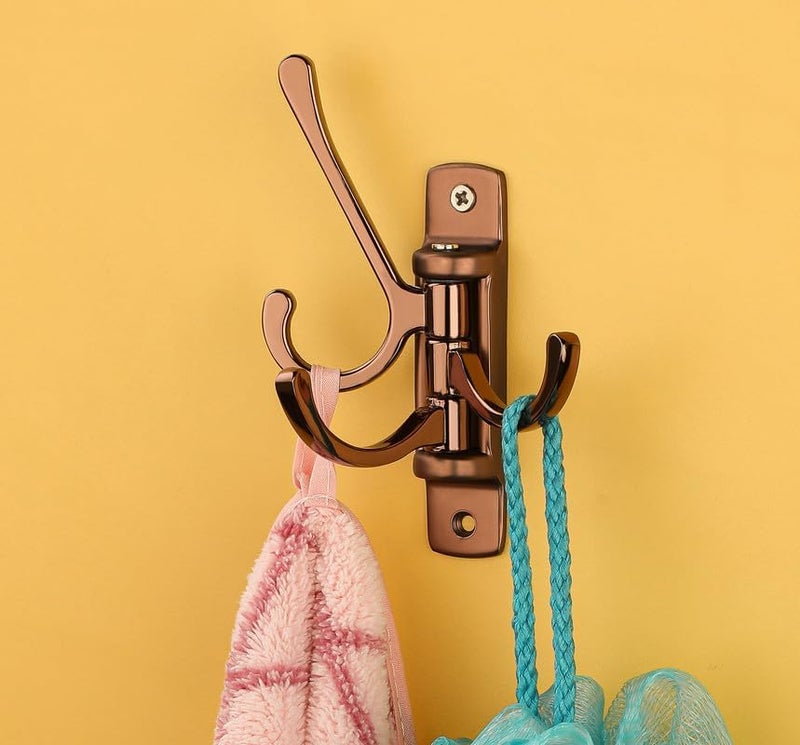 iSTAR Metal Flexible 4 Pin Hooks Bathroom Cloth Hanger Wall Hook Door Robe Hooks for Hanging Keys, Clothes, Towel (Rose Gold) Pack of 1 - Image 5