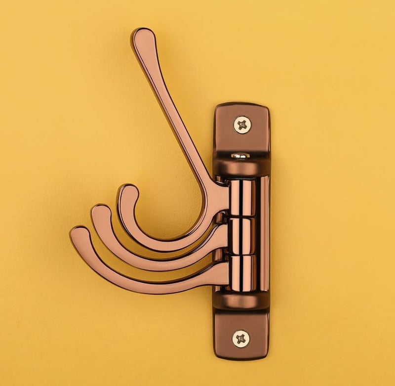 iSTAR Metal Flexible 4 Pin Hooks Bathroom Cloth Hanger Wall Hook Door Robe Hooks for Hanging Keys, Clothes, Towel (Rose Gold) Pack of 1 - Image 3