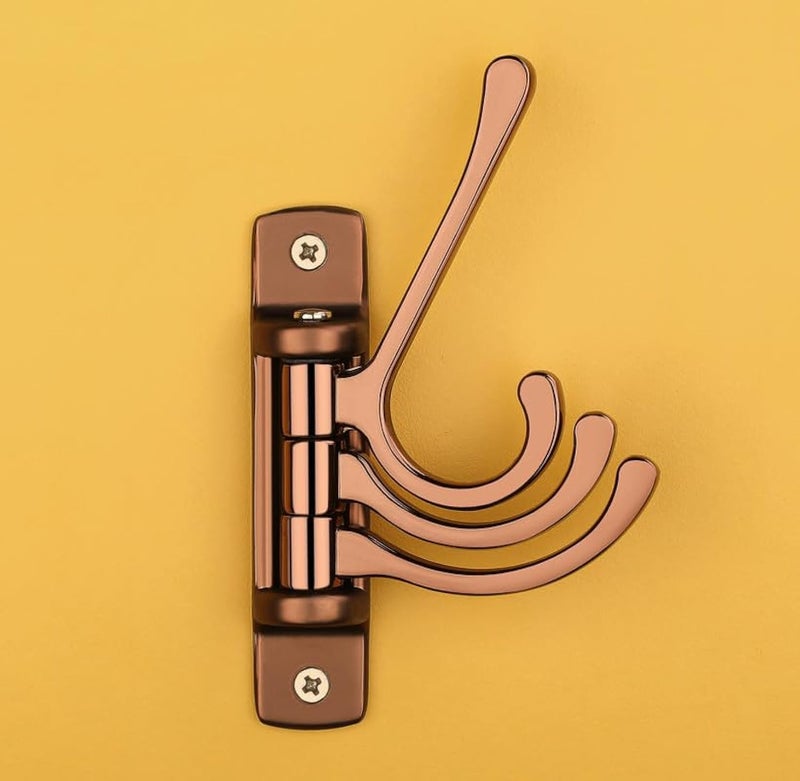 iSTAR Metal Flexible 4 Pin Hooks Bathroom Cloth Hanger Wall Hook Door Robe Hooks for Hanging Keys, Clothes, Towel (Rose Gold) Pack of 1 - Image 1