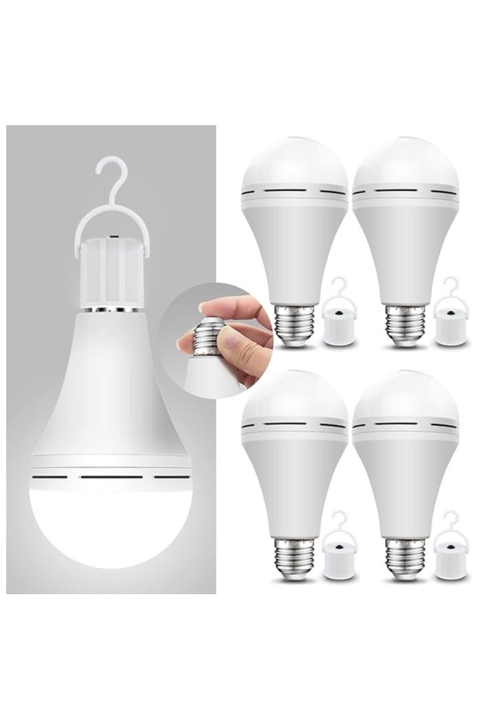 Emergency-Rechargeable-Light-Bulb, Stay Lights Up When Power Failure, 1200mAh15W 80W Equivalent LED Light Bulbs for Home, Camping, Tent (Daylight, 4 PK) - Image 1