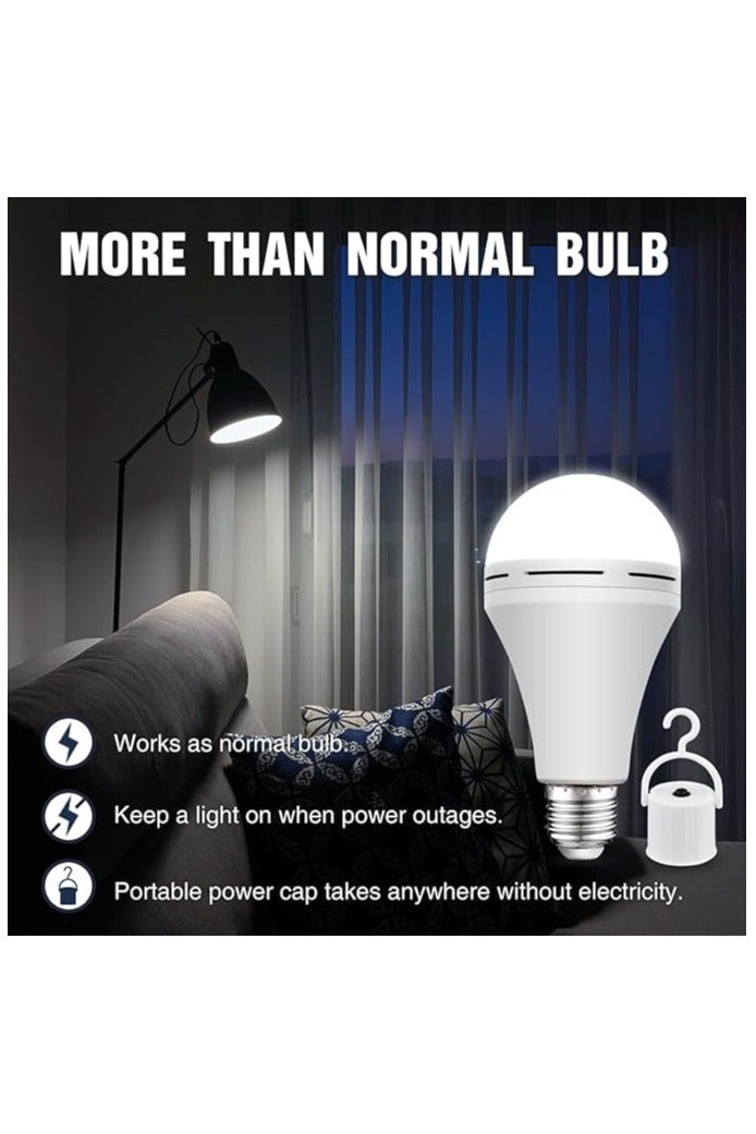Emergency-Rechargeable-Light-Bulb, Stay Lights Up When Power Failure, 1200mAh15W 80W Equivalent LED Light Bulbs for Home, Camping, Tent (Daylight, 4 PK) - Image 2