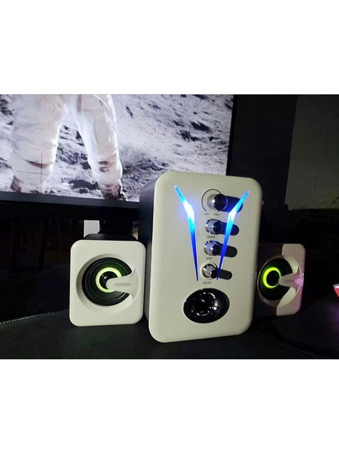 نيوترل مضخم صوت بلوتوث منزلي، نظام مكبرات صوت للكمبيوتر، صوت عالي الجودة مع حجم صوت قوي، إضاءة محيطة مبهرة. يتميز بوجود وضعي اتصال بلوتوث وسلكي، وهو مثالي للألعاب والسينما المنزلية والتجمعات المسائية والمزيد (لون أبيض). - Image 1