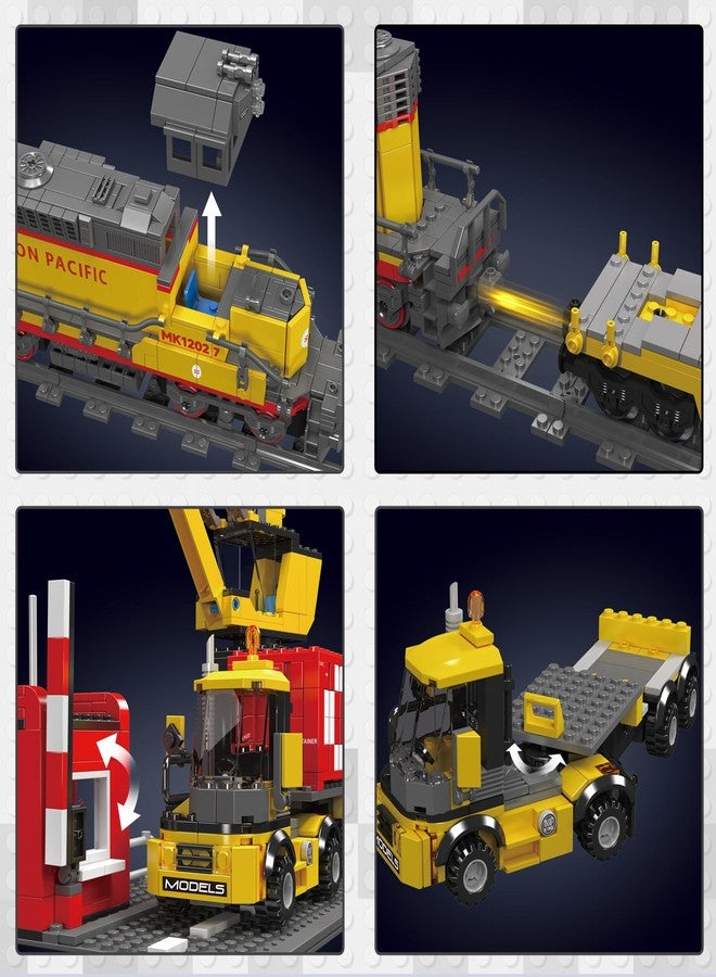 مجموعة قطار JMBricklayer 51109، لعبة مكعبات بناء قطار المدينة مع مسارات قطار، مجموعة نموذج قطار قاطرة ديزل EMD SD40-2 STEM للأطفال والكبار، هدايا للأولاد والبنات - Image 4