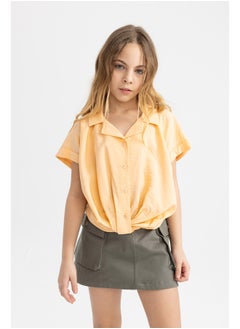 DeFacto Girl Cropped Fit Woven Short Sleeve Shirt  - Image 1