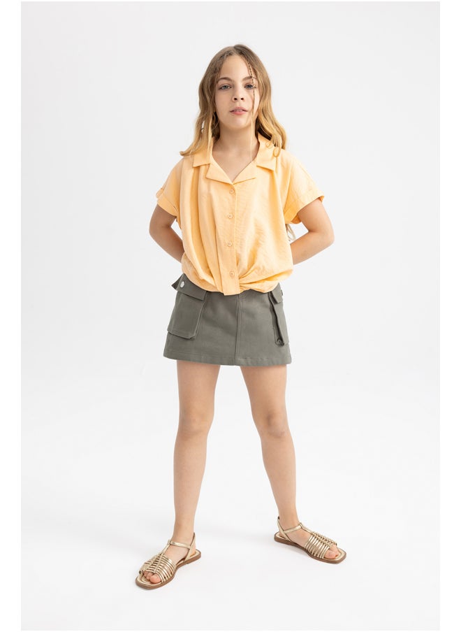 DeFacto - Girl Cropped Fit Woven Short Sleeve Shirt - Image 1