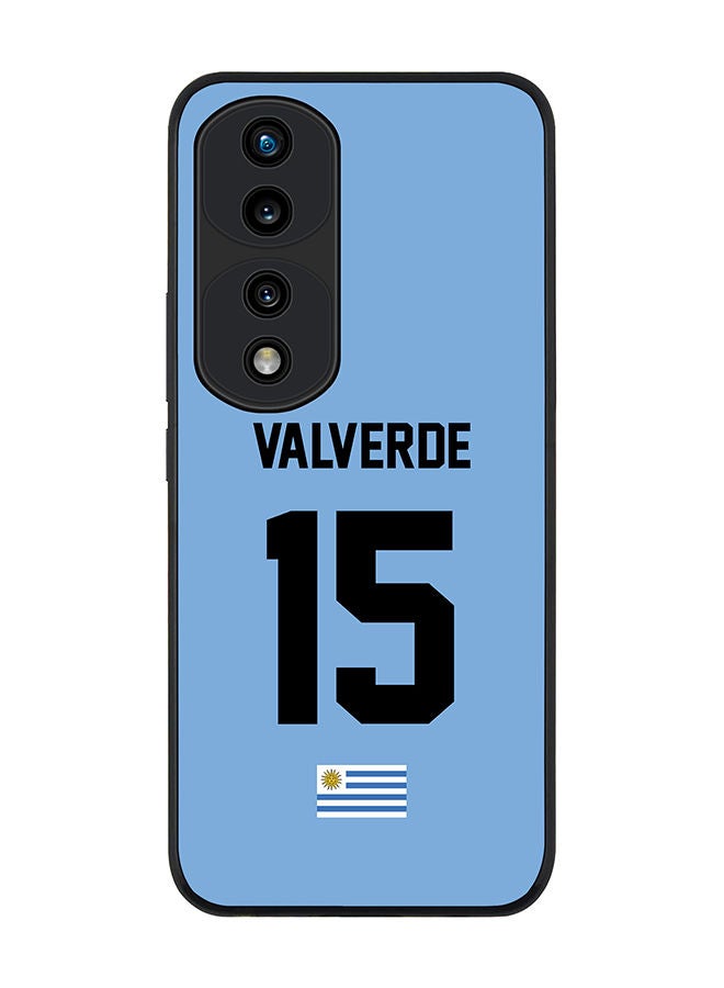 Stylizedd Rugged Black edge case for Honor 70 Pro Slim fit Soft Case Flexible Rubber Edges Anti Drop TPU Gel Thin Cover - Football Team - Uruguay Player Name - Valverde - Image 1