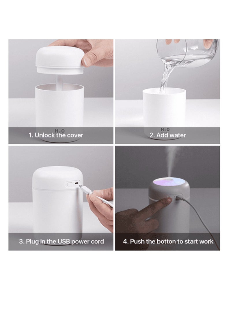 DIGI CORE Cool Mist Humidifier 300ml Mini Portable Humidifier with Multicolor LED Night Light, 2 Mist Mode and Auto Shut-Off, Personal Desktop Humidifier for Home Office Nursery, Super Quiet - Image 3
