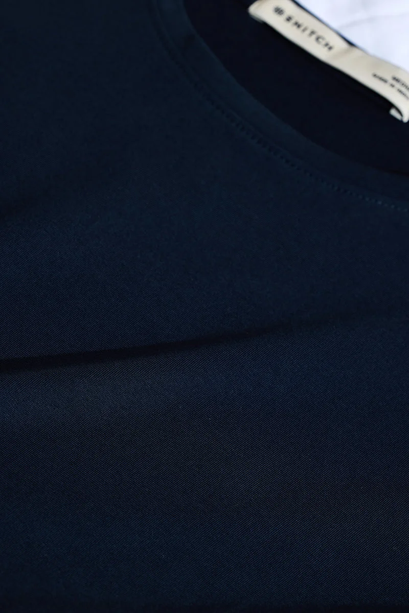 SNITCH Slim Fit 4-Way Stretch Navy T-Shirt