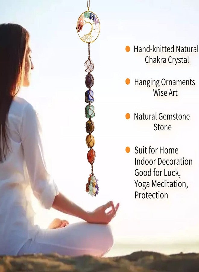 Nicestone Tree of Life Chakra Stones Healing Crystals Feng Shui Hanging Ornament 7 Chakra Wall Ornaments Meditation Hanging Car Ornament Window Ornament for Home Decor Christmas Tree Decor - Image 4