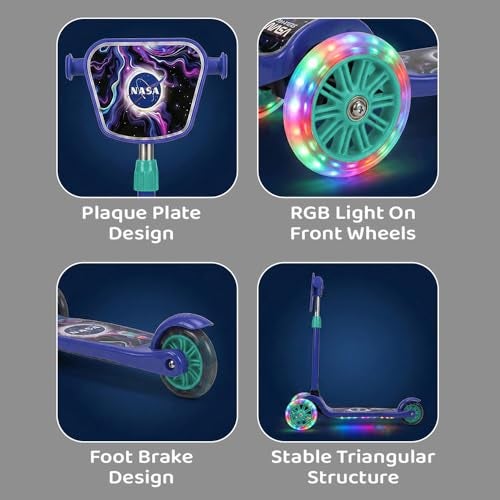 StarAndDaisy X NASA Kick Scooter for Kids 3+ Years, Foldable Skate Scooter for Children Girls & Boys with Multi-Level Height Adjustment, LED Wheels & Brakes -(Officially Licensed) (Blue) - Image 5