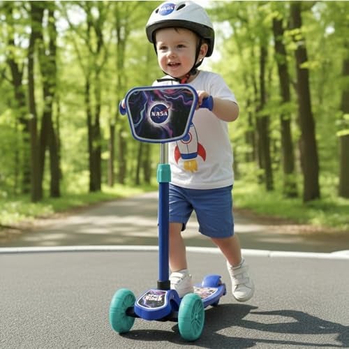 StarAndDaisy X NASA Kick Scooter for Kids 3+ Years, Foldable Skate Scooter for Children Girls & Boys with Multi-Level Height Adjustment, LED Wheels & Brakes -(Officially Licensed) (Blue) - Image 1