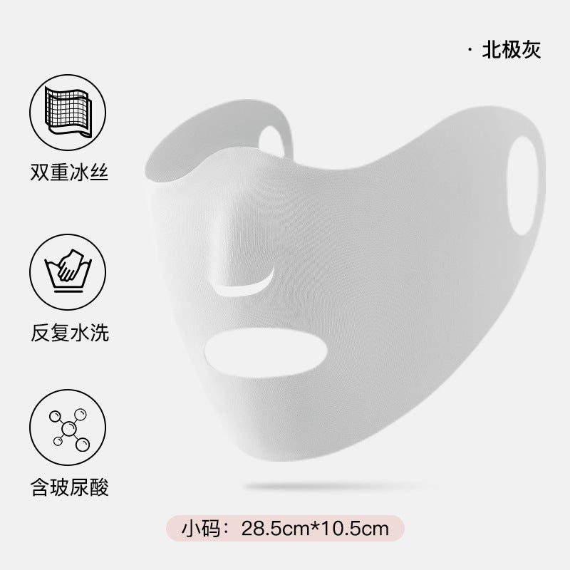 Generic Summer Ice Silk Sunscreen Mask Breathable Moisturizing Earloop [Mask] Arctic Grey-plus size - Image 5