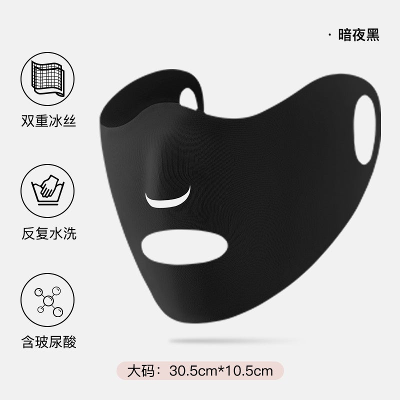 Generic Summer Ice Silk Sunscreen Mask Breathable Moisturizing Earloop [Mask] Arctic Grey-plus size - Image 4