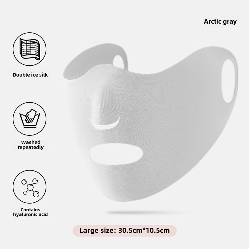Generic Summer Ice Silk Sunscreen Mask Breathable Moisturizing Earloop [Mask] Arctic Grey-plus size - Image 1