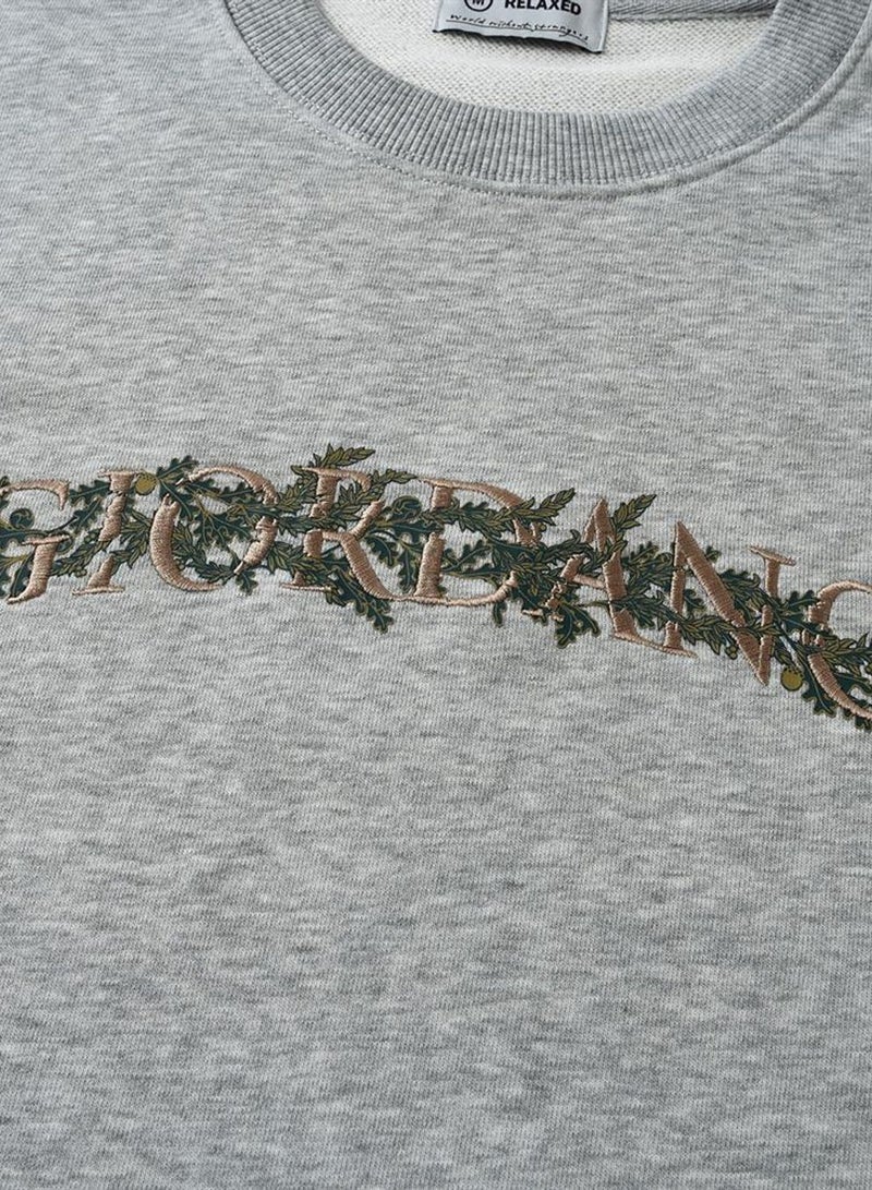 GIORDANO Men’s Relaxed French Terry Crew Neck Graphic Sweater - Image 4