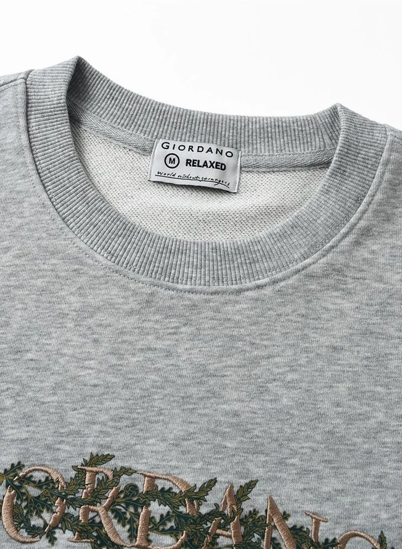 GIORDANO  Men’s Relaxed French Terry Crew Neck Graphic Sweater for Men | Best Price UAE