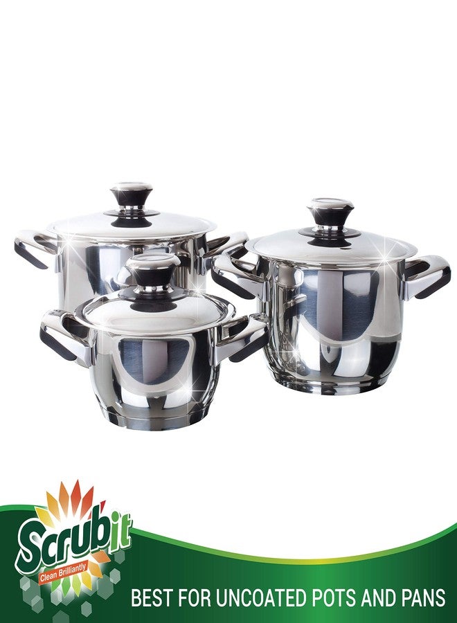 SCRUBIT 12 عبوة من فُرش الفولاذ المقاوم للصدأ من Scrub It - وسادة فُرش الصوف الفولاذي المستخدمة للأطباق، القدور، المقالي، والأفران. تنظيف سهل للأماكن الصعبة في المطبخ. (XX كبير (100 جرام)) - Image 2