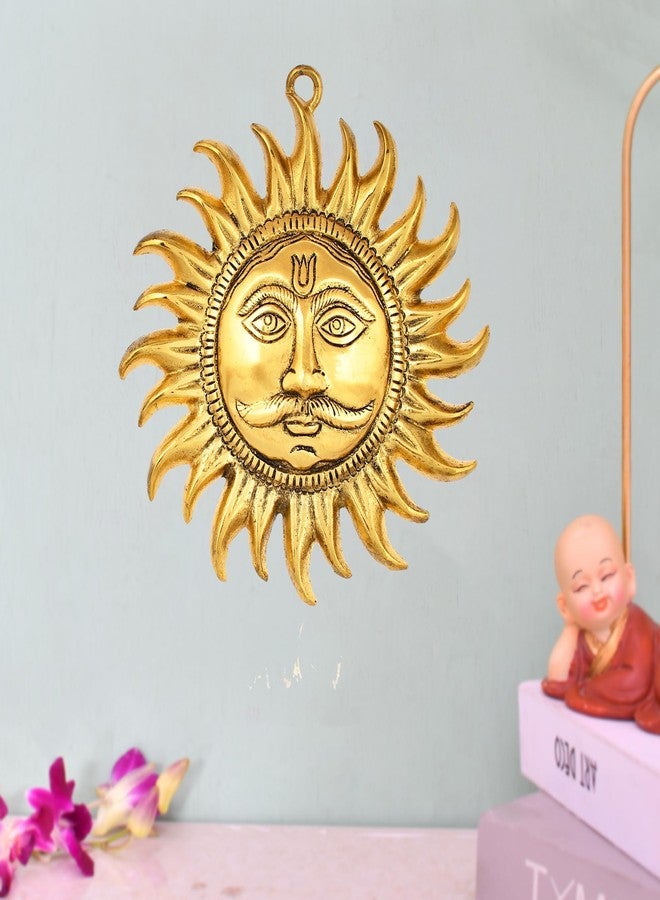 Craftam Surya Suraj Metal Murti Wall Hanging Vastu Showpiece for Home Office Entrance Bring Good Luck Prosperity (Surya Gold) - Image 1
