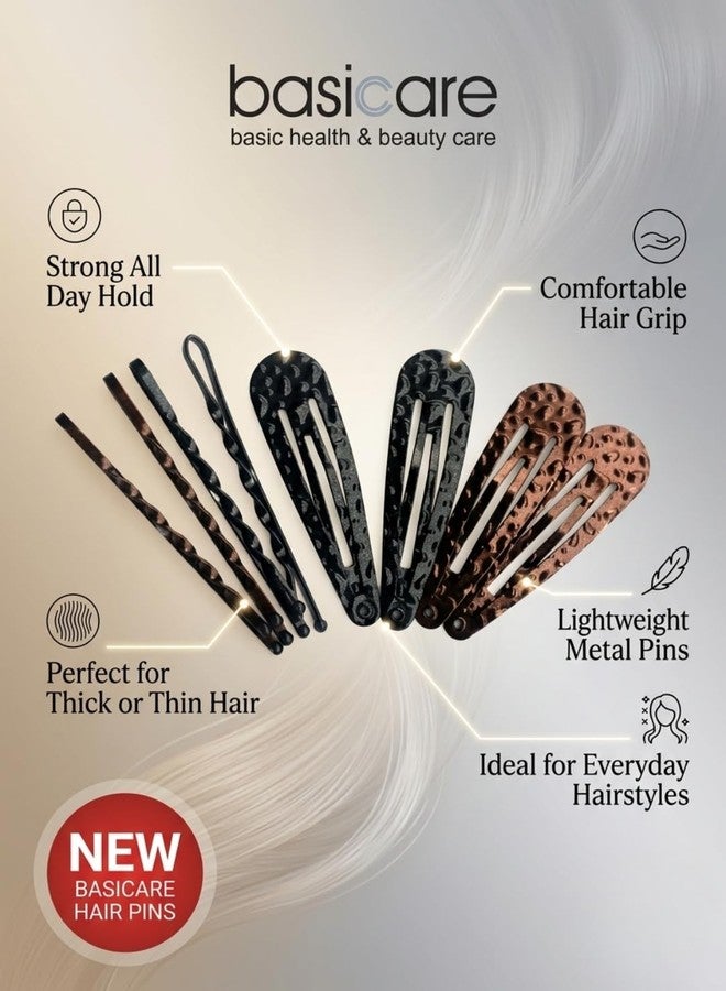 Basicare Pack of 4 Hair Snap Clips + 4 Bobby Hair Pins, No Slip Metal Hair Barrette with Hair Pins, Tic Tac Hair Clip, Hair Accessories for Women, Girls, Toddlers & Kids - Image 2