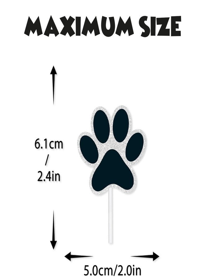 LETLIMIT 18pcs Black Glitter Dog Paw Dessert Cupcake Topper Dog Pet Adoption Theme Decor Supplies Baby Shower Boys Girls Happy Birthday Party Decorations - Image 4