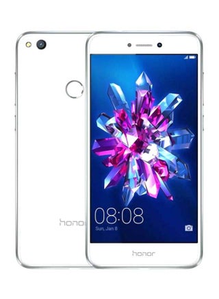 هاتف اونور 8 لايت مزدوج الشريحة بلون أبيض بذاكرة سعة 16 جيجابايت ومزود بخدمة 4G من هواوي