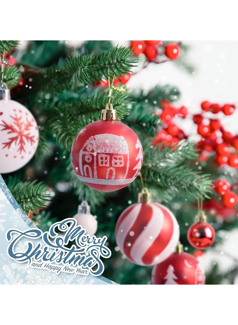 42 Pcs Christmas Tree Balls Ornaments, Christmas Decorative Hanging Baubles for Home Party Holiday Wedding Tree Decorations (Red/White) - Image 3