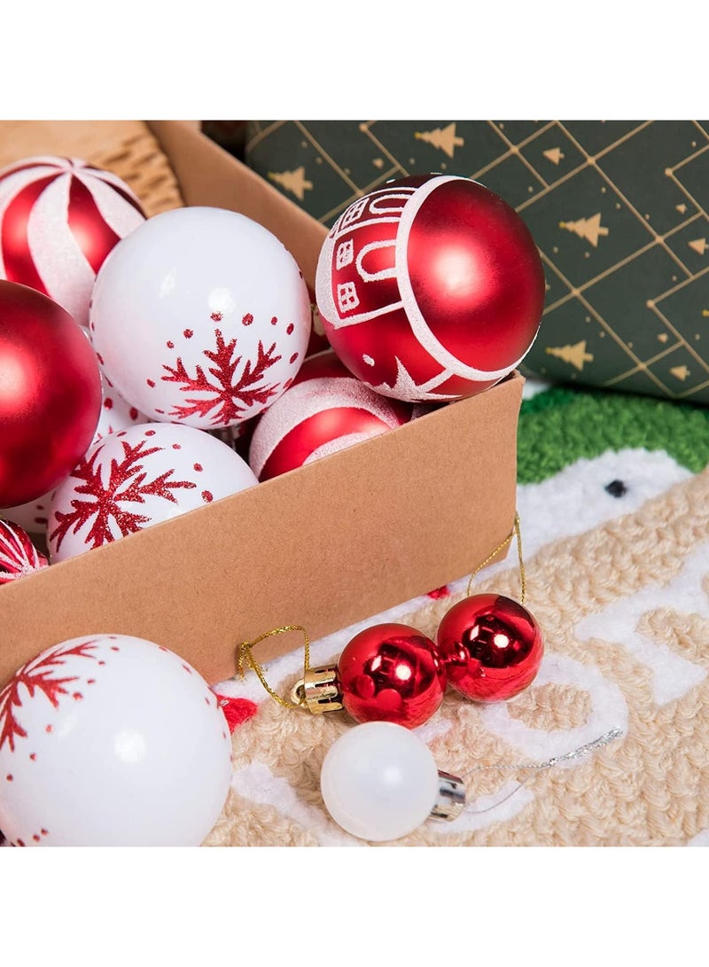 42 Pcs Christmas Tree Balls Ornaments, Christmas Decorative Hanging Baubles for Home Party Holiday Wedding Tree Decorations (Red/White) - Image 4