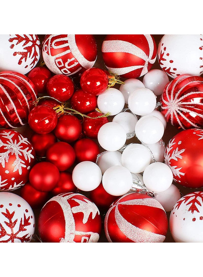 42 Pcs Christmas Tree Balls Ornaments, Christmas Decorative Hanging Baubles for Home Party Holiday Wedding Tree Decorations (Red/White) - Image 5