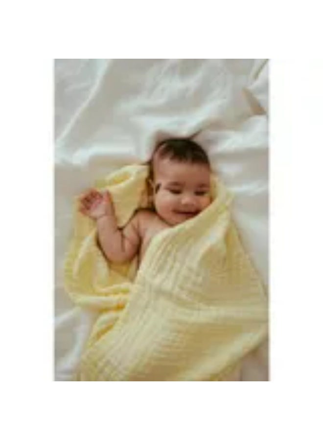 Anvi Baby - Set of 2 Organic Muslin Bath Towel - Yellow & White - Image 5
