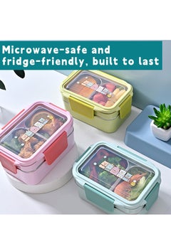Adando Adando Stainless Steel Lunch Box -1100ml Double Layer Microwave-Safe Bento Containers - 304 Insulated Lunch Box Insulated Leakproof - Cartoon Cute Lunch Box Ideal for Students School Toddler Kids Boys Girls with Stainless Steel Cutlery  - Image 5